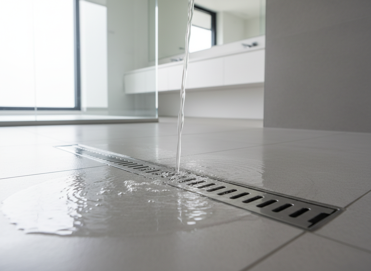 Douche propre dont l’eau s’évacue normalement après un débouchage